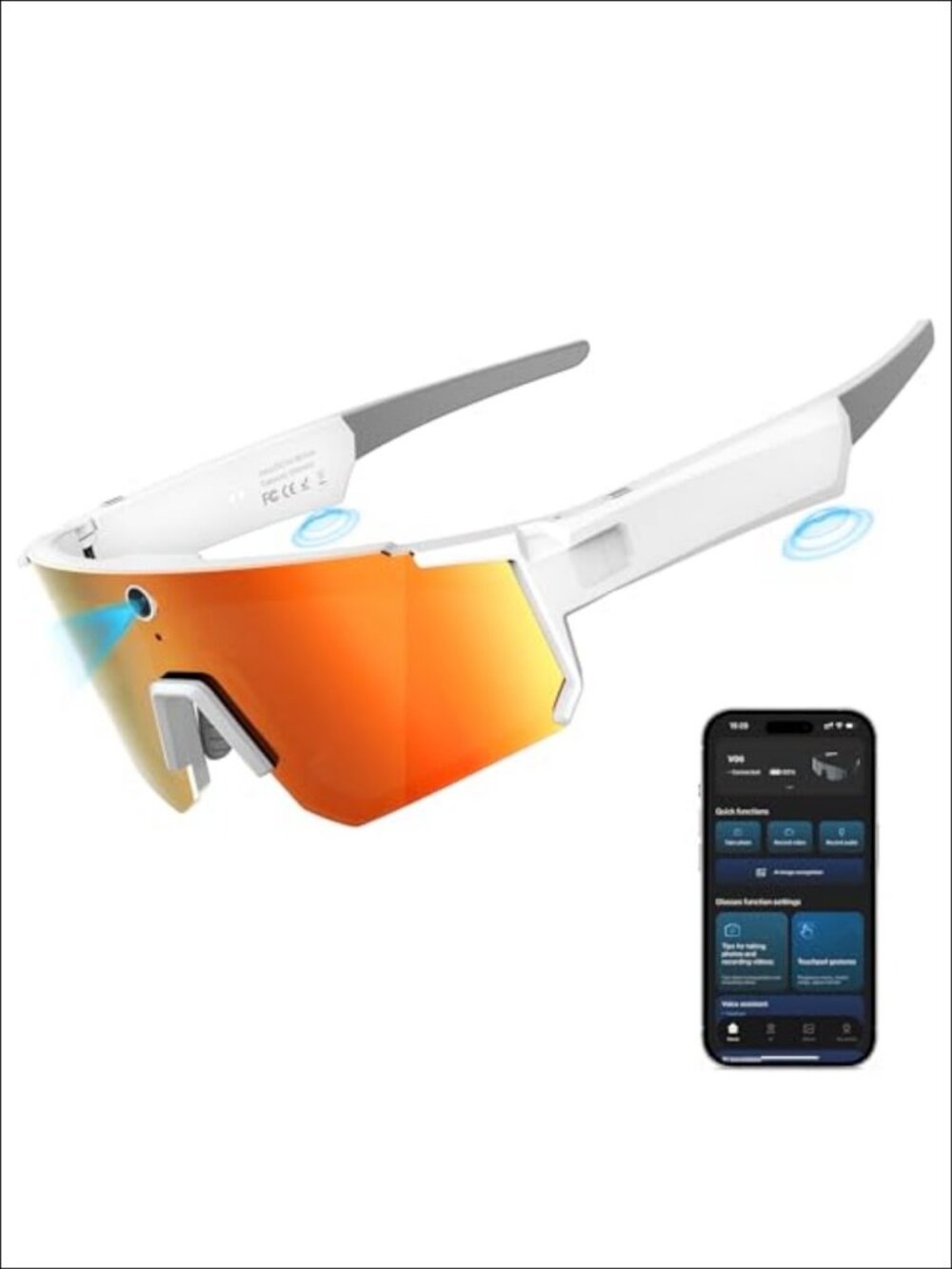 Smart Glasses 4K Wearable Camera 6-Axis EIS AI Voice Assistant IP66 Waterproof